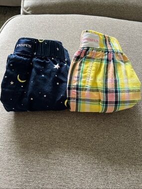 Woman’s 2-Pack Night Sky Navy & Yellow Plaid Cotton sleep shorts